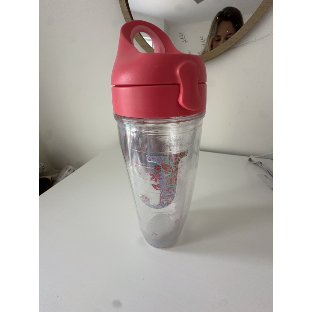 Letter J Tervis Tumblr With Pink Lid